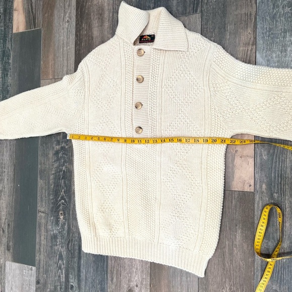 Vintage Alps Kilkenny Knit Irish 100% Pure Wool Hand Loomed Collar Sweater Sz XL - Picture 6 of 8